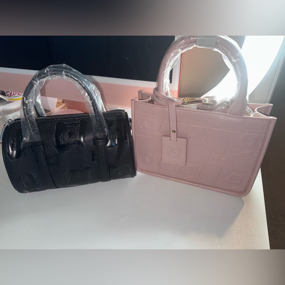 Elegant Pink and Black Handbag Set